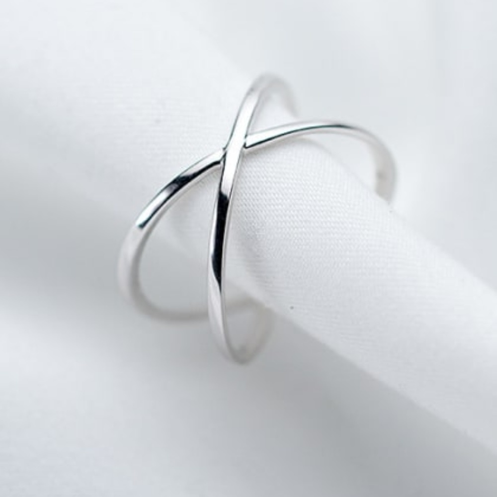 Simplistic Geometric Infinity X Signature Ring - image 1